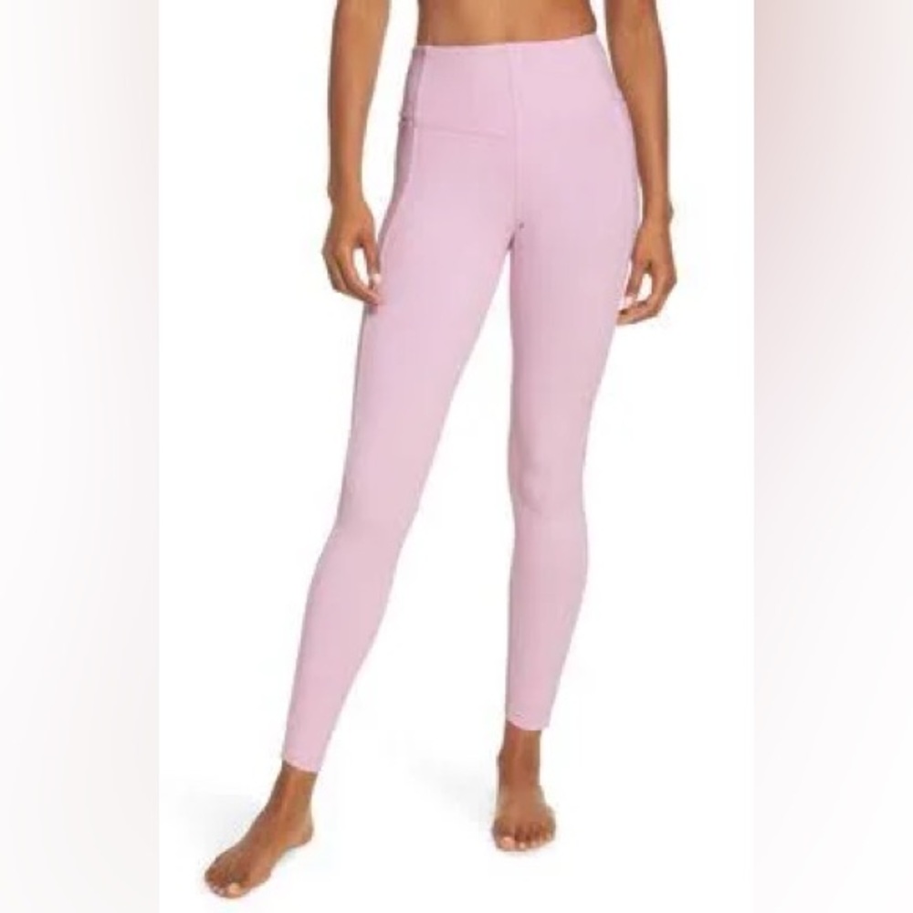 Zella Live In Rib Pocket High Waist Leggings in Pink Lavender
